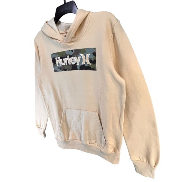 Hurley Hoodie Sweatshirt Youth XL Tan Kangaroo Pocket Camo Logo Surf Skater NEW - Picture 2 of 13